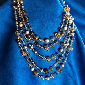 Carolee 5 strand Amber Autora Borralis necklace